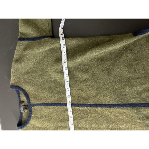 J Crew Sweater Womens XXS Green Blue 100% Wool Contrast Trim Curved Hem - Picture 6 of 7